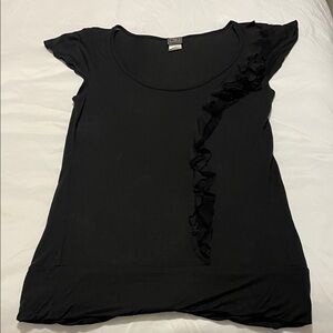 Elegant Black Ruffled Blouse